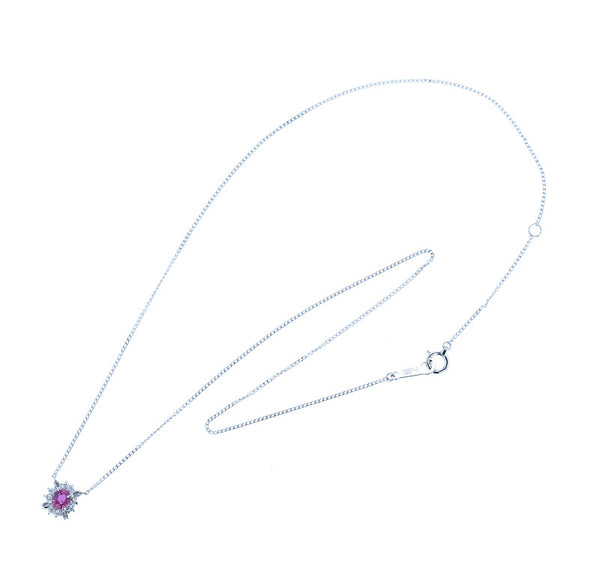 Pt900 プラチナ Pt850 プラチナ ルビー0.30ct ダイヤ0.06ct ネックレス レディース 中古
