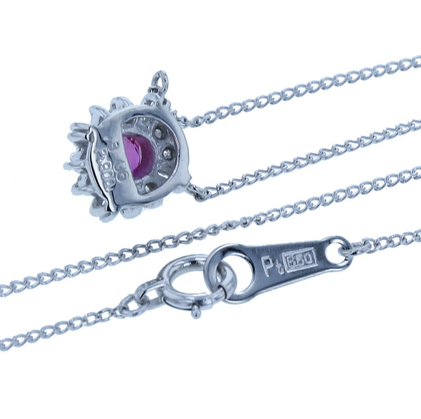 Pt900 プラチナ Pt850 プラチナ ルビー0.30ct ダイヤ0.06ct ネックレス レディース 中古