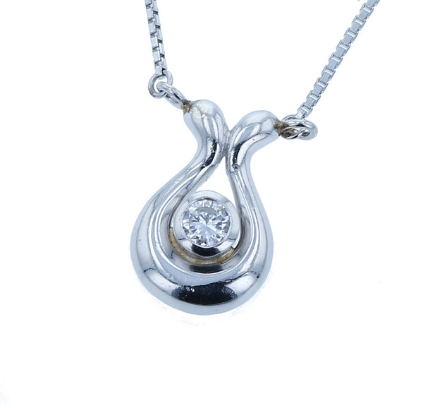 Pt900 プラチナ Pt850 プラチナ ダイヤ0.10ct ネックレス レディース 中古