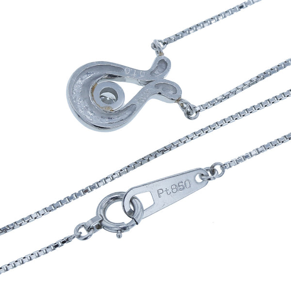 Pt900 プラチナ Pt850 プラチナ ダイヤ0.10ct ネックレス レディース 中古