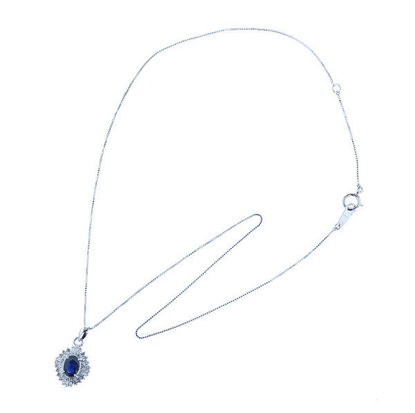 Pt900 プラチナ Pt850 プラチナ サファイア1.00ct ダイヤ0.40ct ネックレス レディース 中古