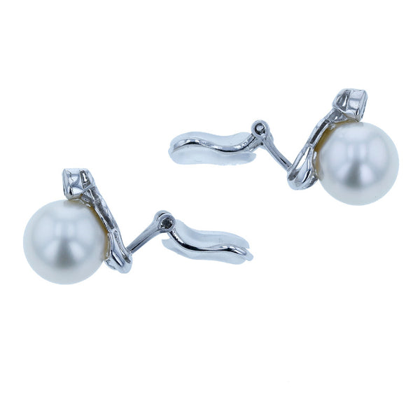 Pt900 プラチナ シロチョウパール10.5mm ダイヤ0.28ct イヤリング  中古