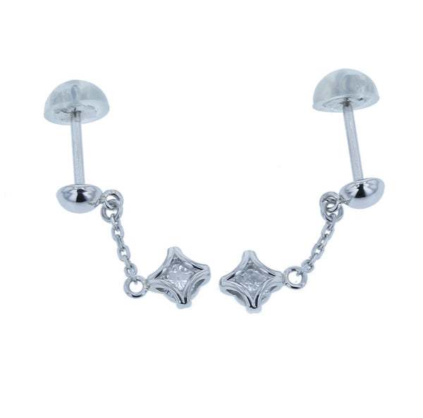 Pt900 プラチナ ダイヤ0.095ct ダイヤ0.094ct ピアス レディース 【中古】