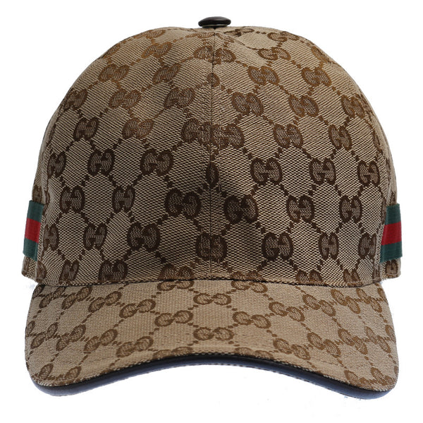 グッチ シェリーライン GGキャンパス 200035・539517 ブラウン キャンバス キャップ ユニセックス GUCCI 中古