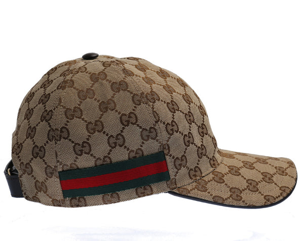 グッチ シェリーライン GGキャンパス 200035・539517 ブラウン キャンバス キャップ ユニセックス GUCCI 中古