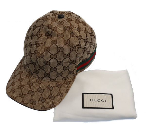 グッチ シェリーライン GGキャンパス 200035・539517 ブラウン キャンバス キャップ ユニセックス GUCCI 中古