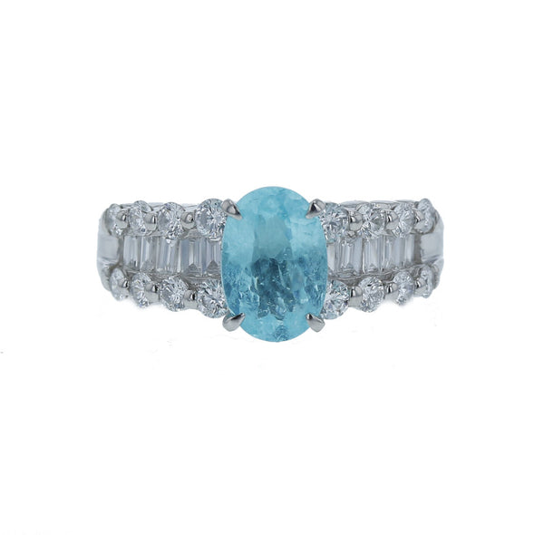 Pt900 プラチナ パライバトルマリン1.21ct ダイヤ0.89ct リング 指輪 レディース 12号 中古