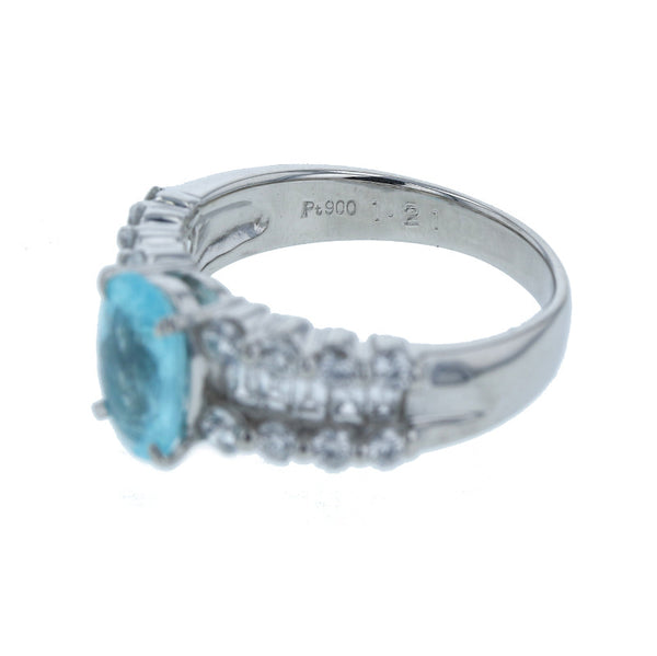 Pt900 プラチナ パライバトルマリン1.21ct ダイヤ0.89ct リング 指輪 レディース 12号 中古