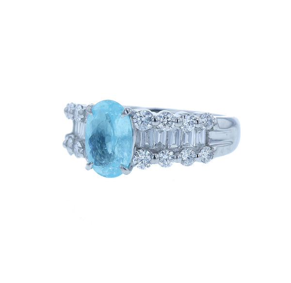 Pt900 プラチナ パライバトルマリン1.21ct ダイヤ0.89ct リング 指輪 レディース 12号 中古