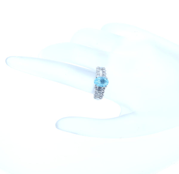 Pt900 プラチナ パライバトルマリン1.21ct ダイヤ0.89ct リング 指輪 レディース 12号 中古