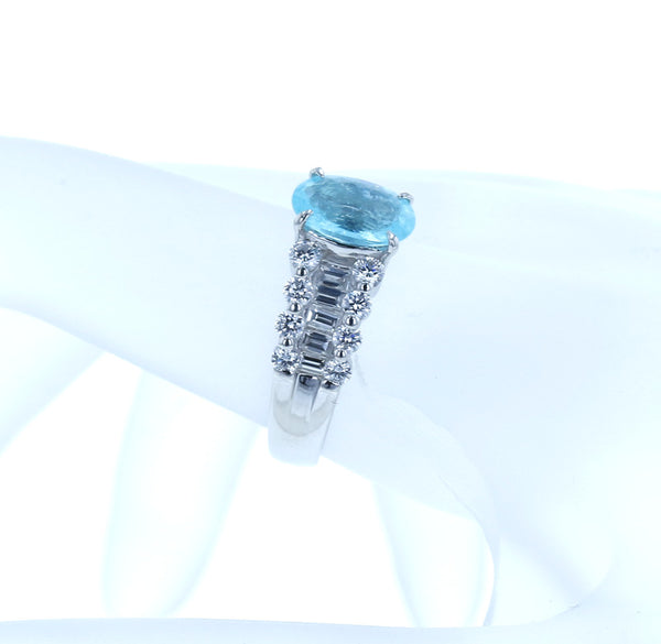 Pt900 プラチナ パライバトルマリン1.21ct ダイヤ0.89ct リング 指輪 レディース 12号 中古