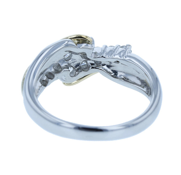 Pt900 プラチナ K18YG イエローゴールド コンビ ダイヤ0.50ct リング 指輪 レディース 11号 【中古】