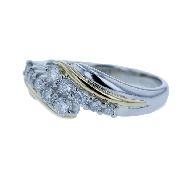 Pt900 プラチナ K18YG イエローゴールド コンビ ダイヤ0.50ct リング 指輪 レディース 11号 【中古】