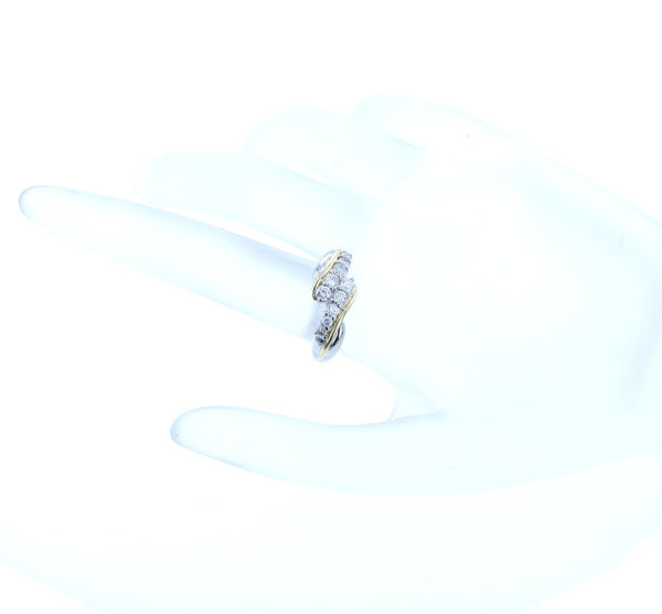 Pt900 プラチナ K18YG イエローゴールド コンビ ダイヤ0.50ct リング 指輪 レディース 11号 【中古】