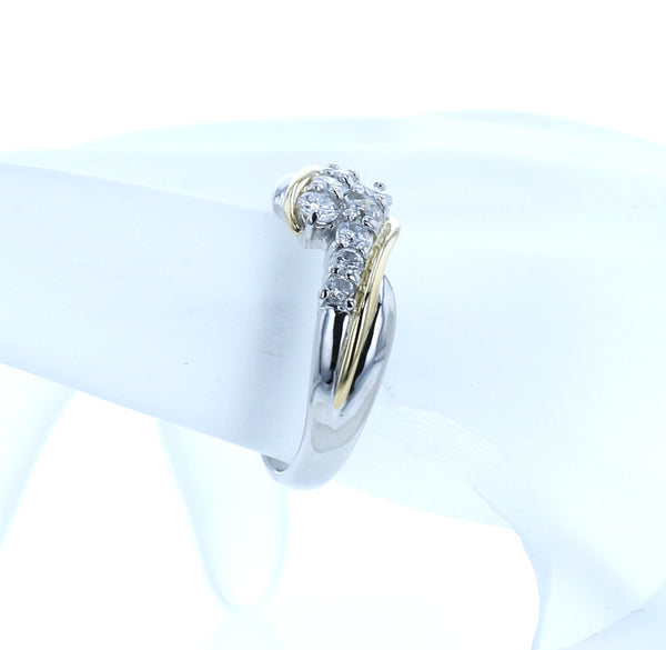 Pt900 プラチナ K18YG イエローゴールド コンビ ダイヤ0.50ct リング 指輪 レディース 11号 【中古】