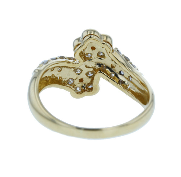 K18YG イエローゴールド ダイヤ1.00ct フラワー リング 指輪 レディース 14号 中古