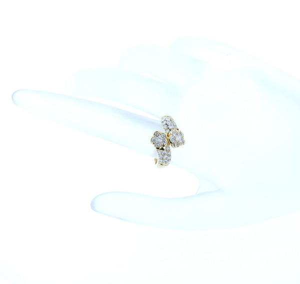 K18YG イエローゴールド ダイヤ1.00ct フラワー リング 指輪 レディース 14号 中古