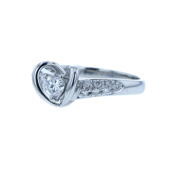 Pt900 プラチナ ダイヤ0.30ct ハート リング 指輪 レディース 11.5号 中古