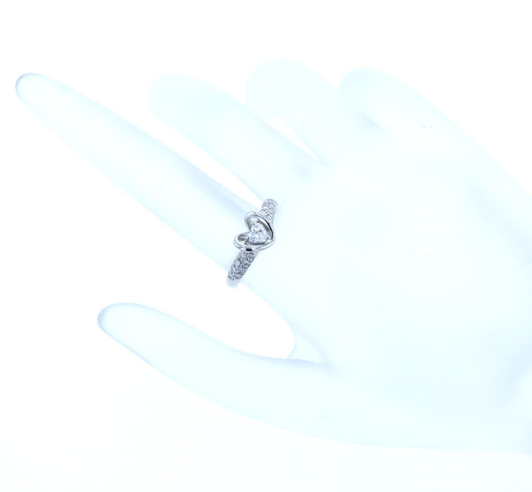Pt900 プラチナ ダイヤ0.30ct ハート リング 指輪 レディース 11.5号 中古