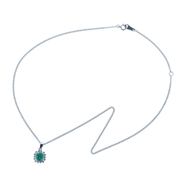 Pt900 プラチナ Pt850 プラチナ エメラルド0.90ct ダイヤ0.298ct ネックレス レディース 中古