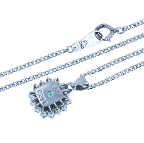 Pt900 プラチナ Pt850 プラチナ エメラルド0.90ct ダイヤ0.298ct ネックレス レディース 中古