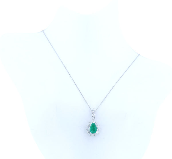 Pt900 プラチナ Pt850 プラチナ エメラルド0.66ct ダイヤ0.48ct ネックレス レディース 中古