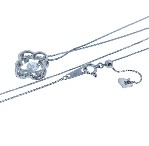 Pt900 プラチナ Pt850 プラチナ ダイヤ0.30ct ダイヤ0.20ct フラワー ネックレス レディース 中古