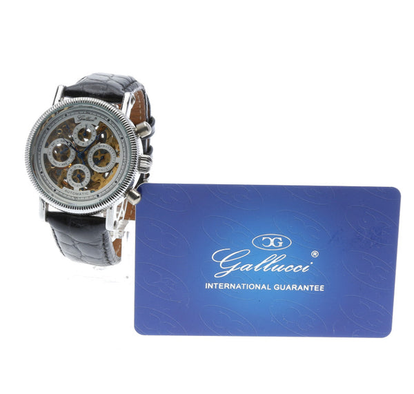 ガルーチ ブラック ステンレススチール 腕時計 メンズ 自動巻き ホワイト文字盤 【中古】