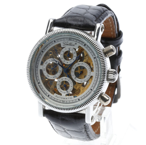 ガルーチ ブラック ステンレススチール 腕時計 メンズ 自動巻き ホワイト文字盤 【中古】