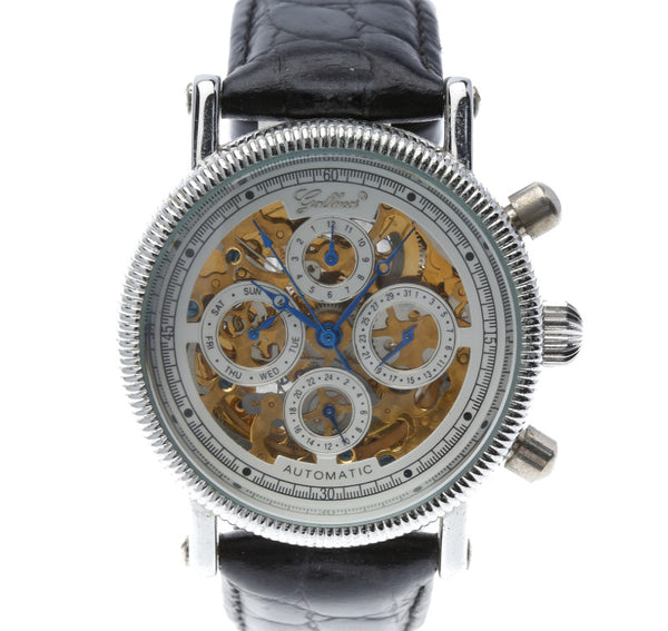 ガルーチ ブラック ステンレススチール 腕時計 メンズ 自動巻き ホワイト文字盤 【中古】