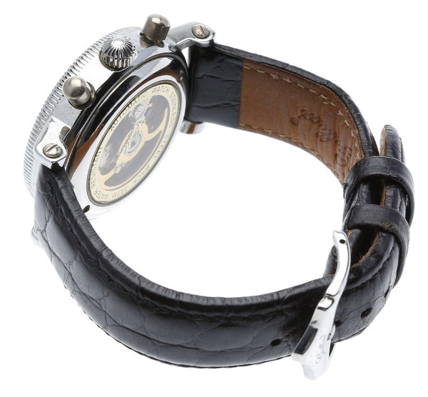 ガルーチ ブラック ステンレススチール 腕時計 メンズ 自動巻き ホワイト文字盤 【中古】