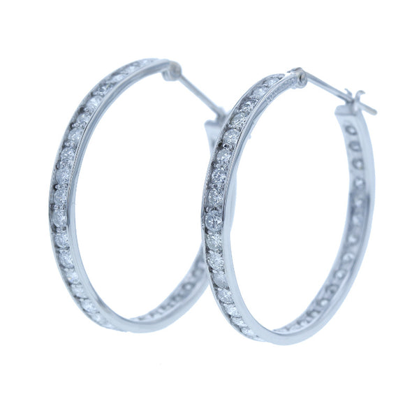 Pt900 プラチナ ダイヤ1.00ct×2 ピアス レディース 【中古】