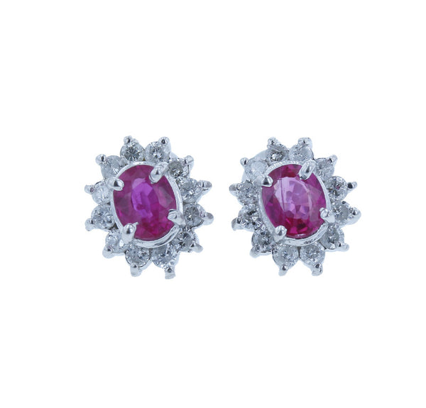 Pt900 プラチナ ルビー0.50ct&0.41ct ダイヤ0.25ct×2 ピアス レディース 中古