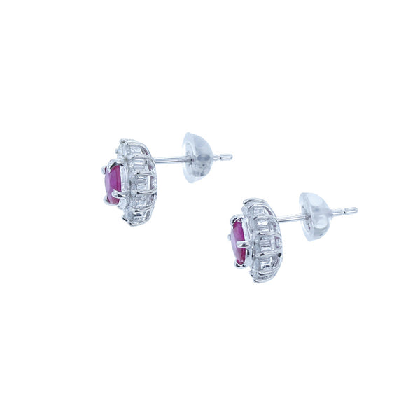 Pt900 プラチナ ルビー0.50ct&0.41ct ダイヤ0.25ct×2 ピアス レディース 中古