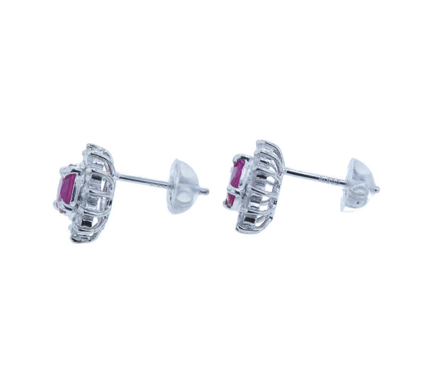 Pt900 プラチナ ルビー0.50ct&0.41ct ダイヤ0.25ct×2 ピアス レディース 中古