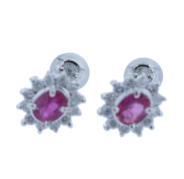 Pt900 プラチナ ルビー0.50ct&0.41ct ダイヤ0.25ct×2 ピアス レディース 中古