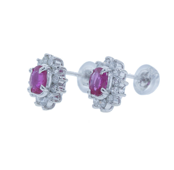 Pt900 プラチナ ルビー0.50ct&0.41ct ダイヤ0.25ct×2 ピアス レディース 中古