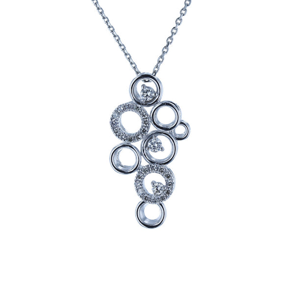 Pt900 プラチナ ダイヤ0.24ct サークルモチーフ ネックレス レディース 中古
