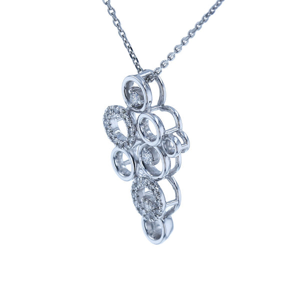 Pt900 プラチナ ダイヤ0.24ct サークルモチーフ ネックレス レディース 中古