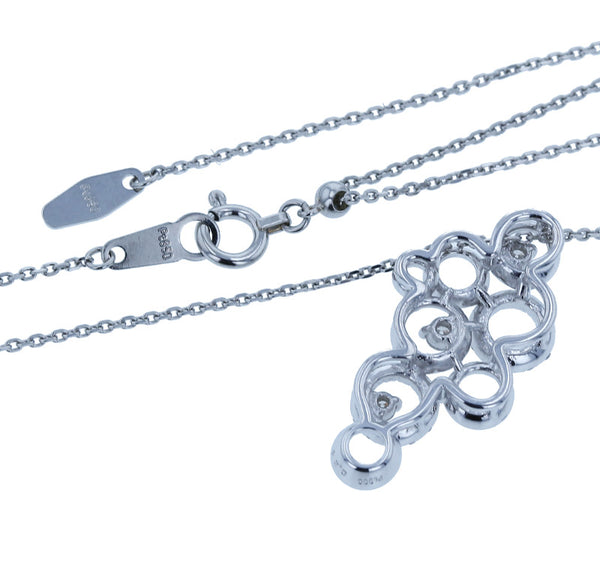 Pt900 プラチナ ダイヤ0.24ct サークルモチーフ ネックレス レディース 中古