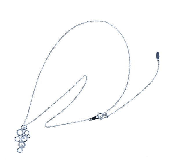 Pt900 プラチナ ダイヤ0.24ct サークルモチーフ ネックレス レディース 中古