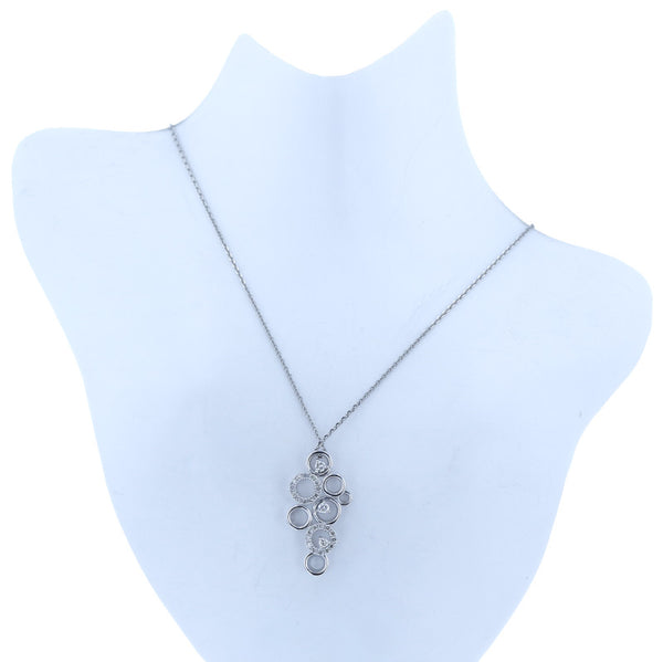 Pt900 プラチナ ダイヤ0.24ct サークルモチーフ ネックレス レディース 中古