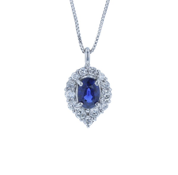 Pt900 プラチナ Pt850 プラチナ サファイア0.63ct ダイヤ0.32ct ネックレス レディース 中古