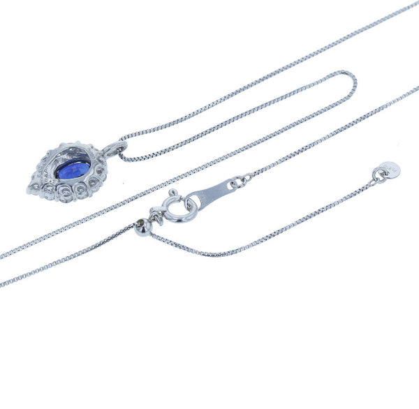 Pt900 プラチナ Pt850 プラチナ サファイア0.63ct ダイヤ0.32ct ネックレス レディース 中古