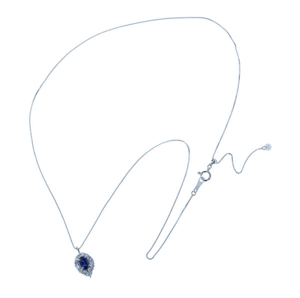 Pt900 プラチナ Pt850 プラチナ サファイア0.63ct ダイヤ0.32ct ネックレス レディース 中古