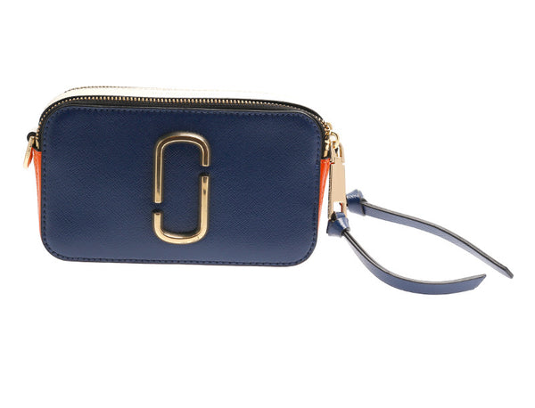 マークジェイコブス ネイビー オレンジ ホワイト レザー ショルダーバッグ レディース MARC JACOBS 中古