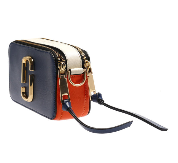 マークジェイコブス ネイビー オレンジ ホワイト レザー ショルダーバッグ レディース MARC JACOBS 中古