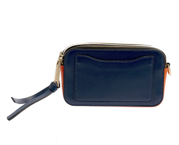 マークジェイコブス ネイビー オレンジ ホワイト レザー ショルダーバッグ レディース MARC JACOBS 中古