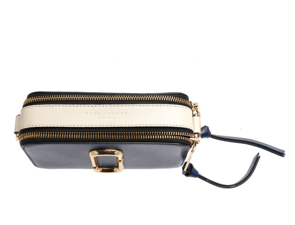 マークジェイコブス ネイビー オレンジ ホワイト レザー ショルダーバッグ レディース MARC JACOBS 中古