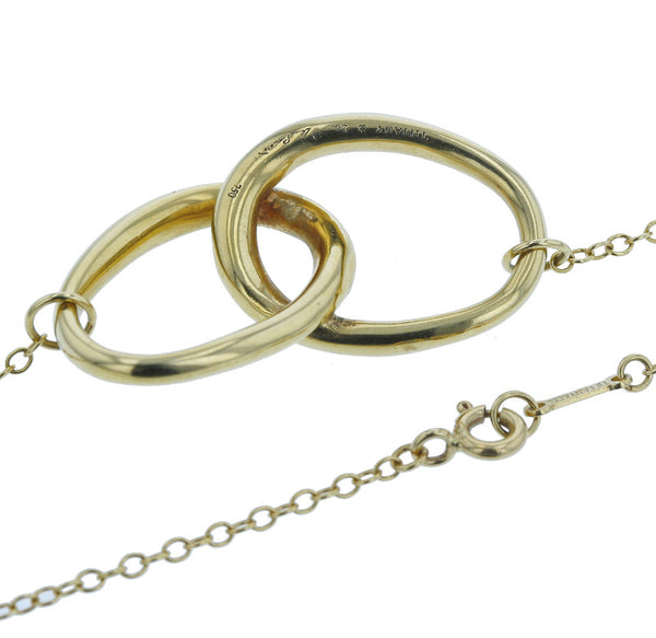 ティファニー K18YG イエローゴールド ダブルループ  エルサ ペレッティ ネックレス レディース TIFFANY&Co. 750刻印 中古